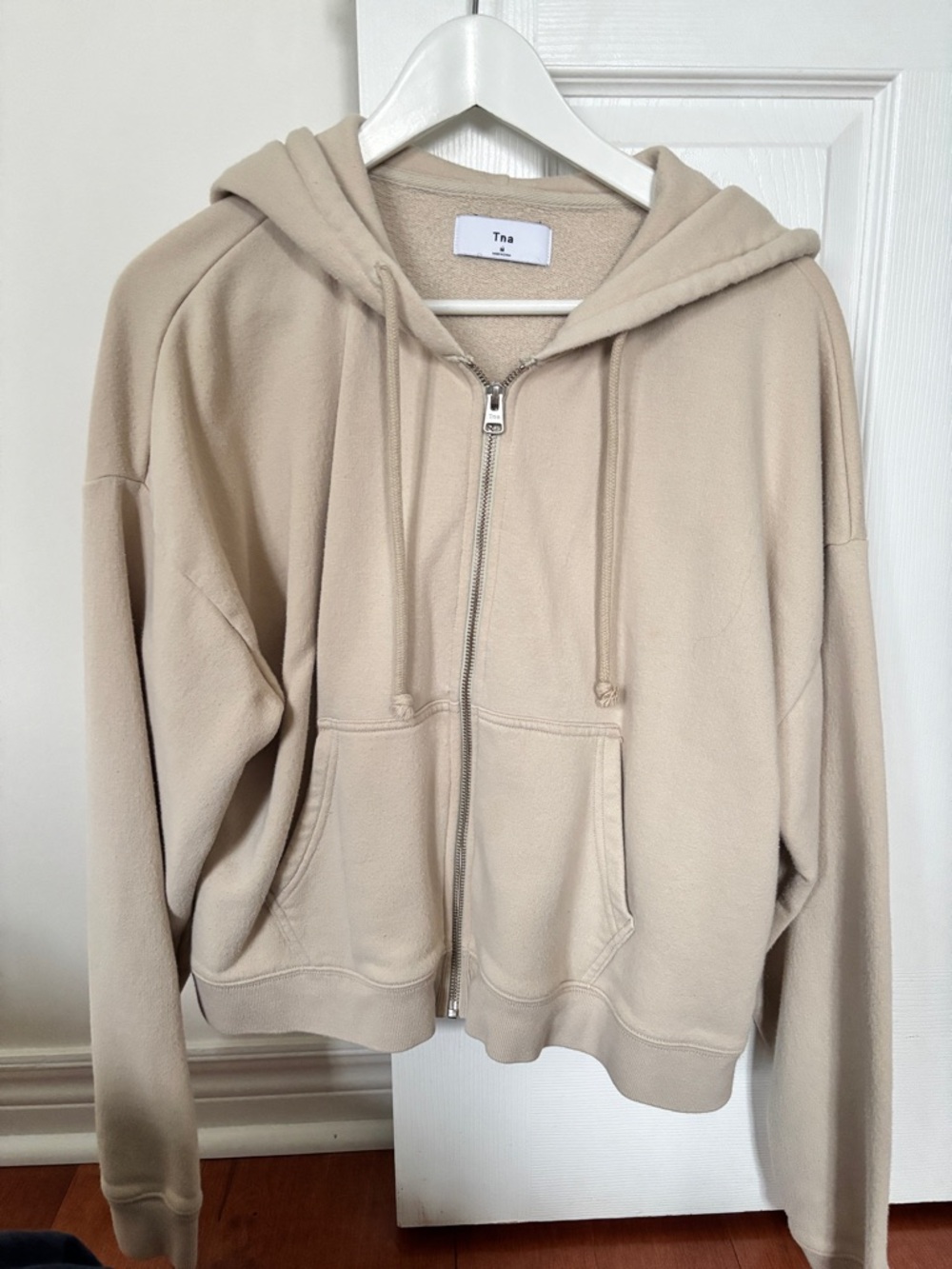 TNA Taupe Beige Teddy Fleece Zip-Up Hoodie